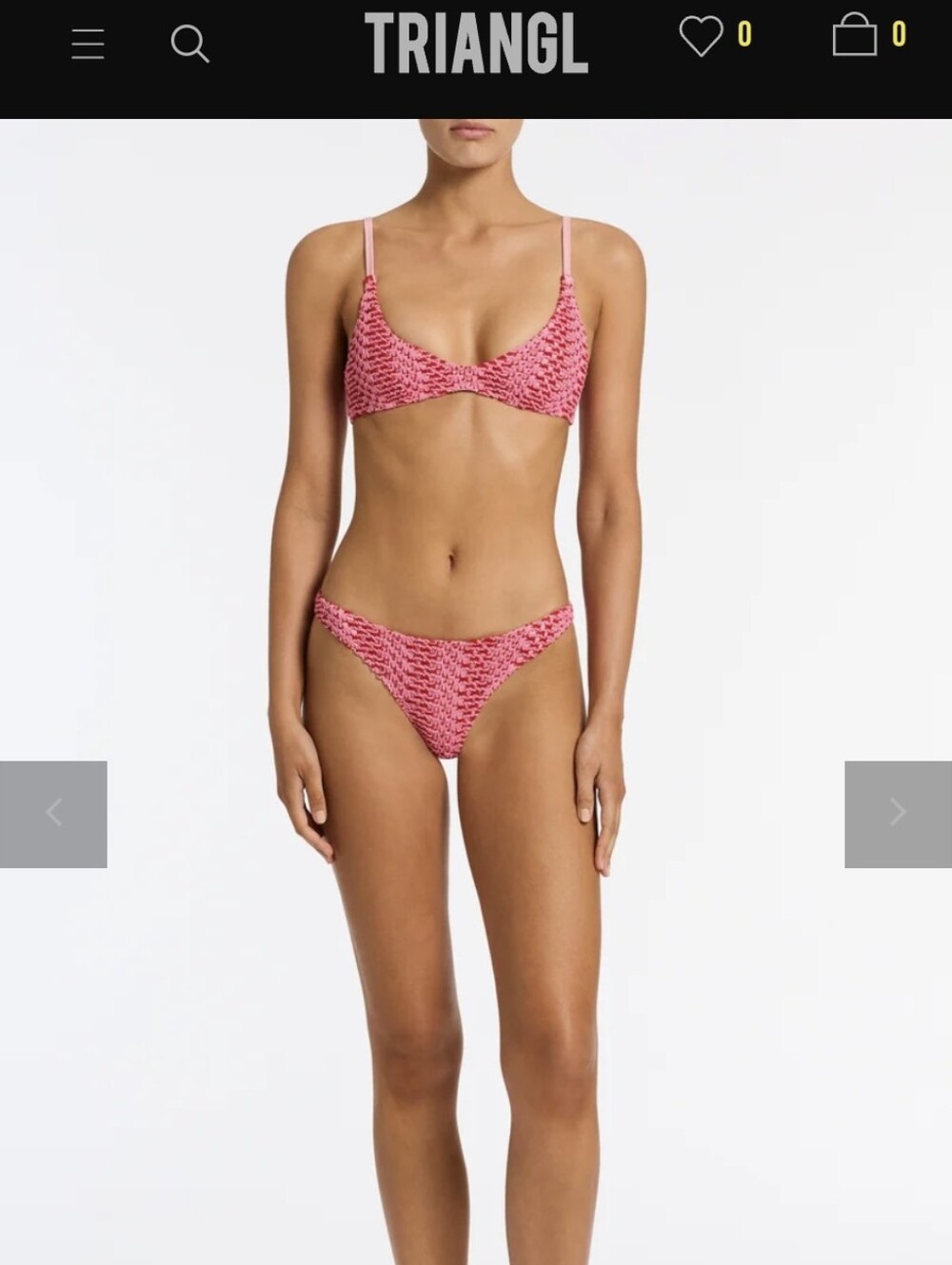 Triangl Pink Crochet Bikini Set - Women's Swimwear M Top S BOTTOM
